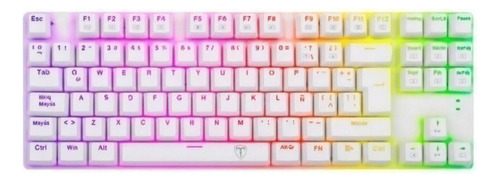 Teclado gamer T-Dagger Bora T-TGK315 QWERTY T-Dagger Blue español color blanco con luz RGB