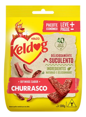 comprar Bifinho para Cães Adultos Churrasco Keldog Criadores Sachê 500g