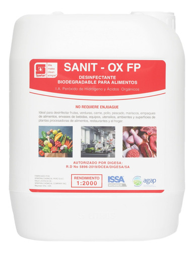 Desinfectante De Frutas Y Verduras Galon Sanit Ox 