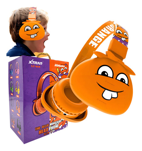 Headphone Infantil Anatomico Bluetooth Fm Ajustável Laranja