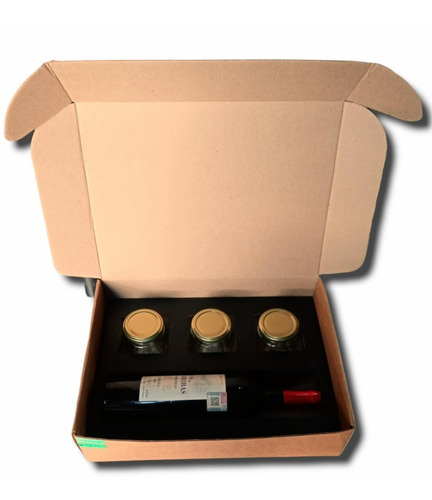 Caja Para Botella Vino Calidad Kf-10 Inserto Negro