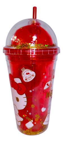 Vaso Con Popote Hello Kitty 50 Aniversario, 500 Ml