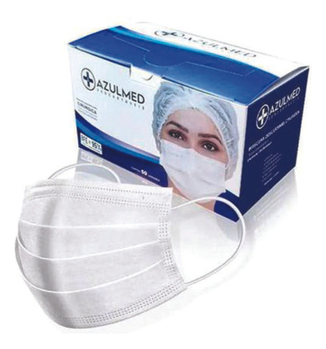 Máscara Descartável Cirúrgica Proteção Bacteriana Cx 50