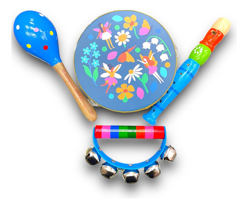 Set Musical Madera Infantil Bebe 4 Piezas Instrumentales