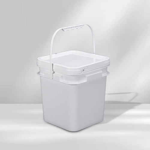 Cubo Cuadrado Multiusos De 4 L Con Asa Y Tapa Color Blanco