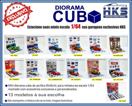 Diorama Cubo Para Miniaturas Na Escala 1/64 - Gr. Gm