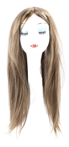 Peruca De Cosplay Longa Reta, Cabelo Castanho, Franja, Cabel
