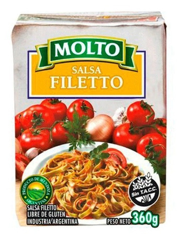 Salsa Molto Filetto Sin Tacc 360 Gramos Pack 12 Unidades 