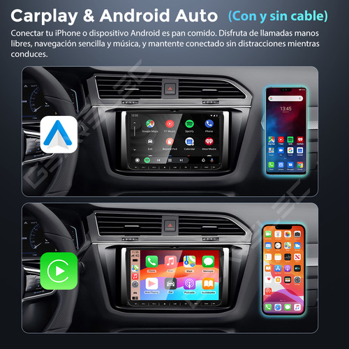 Gearelec Autoestéreos Pantalla Carplay Android Auto 9 Pulgadas 2+32g Wifi Bluetooth Gps Soporte Amplificador Subwoofer Fm Usb Con Cámara For Volkswagen Skoda Seat