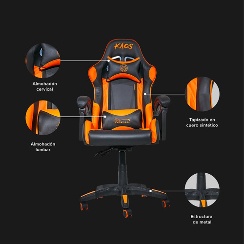 Imagen 9 de 10 de Silla Gamer Modelo Kaos By Njoytech Colores A Elección