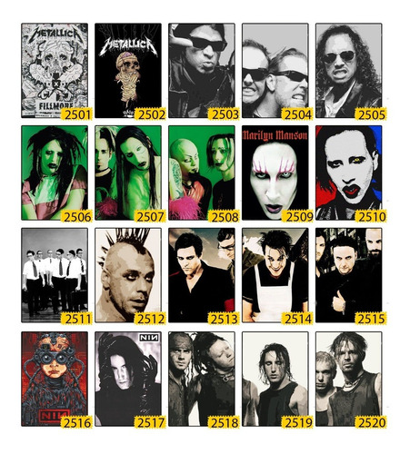 3 Quadros C Moldura Marilyn Manson Banda Rock
