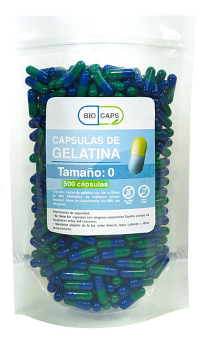 Capsulas Vacias De Gelatina Azul/verde Nro 0 (500 Und)