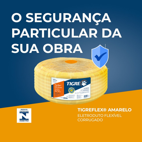 Conduite Corrugado Tigre Reforçado 3/4 Rolo 50 Mts Amarelo