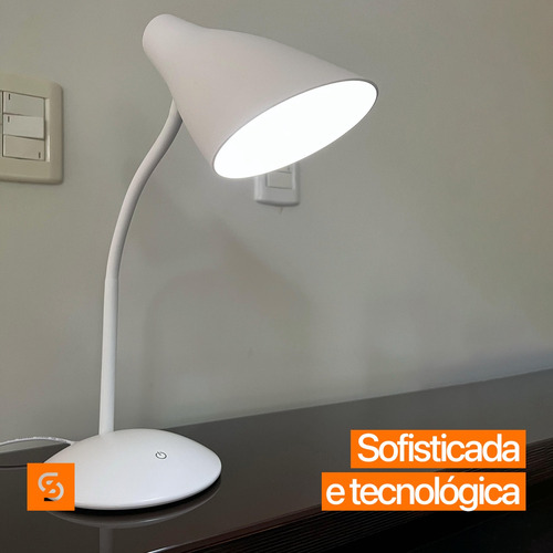 Lámpara de escritorio LED portátil Desklamp V2, color cúpula blanca, marco blanco