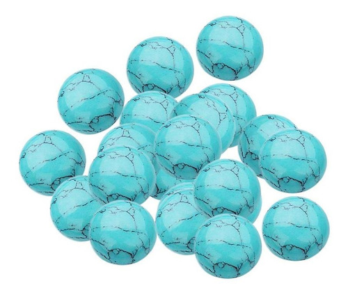 20pc Turquesa Azul 8mm Piedras Preciosas Cabina Redonda