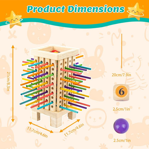 Juego De Mesa Montessori De Madera Con Palos De Colores Y Da
