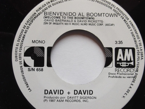 David & David Welcome To The Boomtown - Disco 45 Rpm