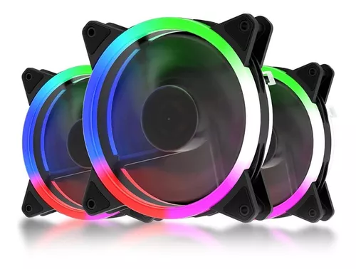 Fan Cooler 120mm Rgb Para Cpu Chasis Ventilador Pc Kit X 3