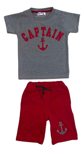 Shor Playera Conjunto Bordado Captain Algodon