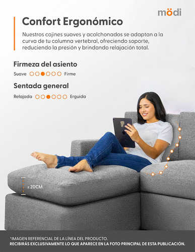 Juego Sala Modular Modisofa Loveseat + Sillón 3 Cuerpos Gris Claro Liso