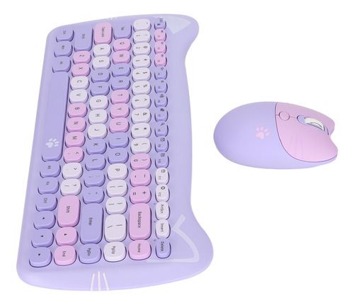 Teclado E Mouse Sem Fio Cute Cat Shape 2,4 Cores Baixas