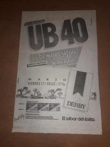 Clinpping Publicidad Ub 40 La Zimbawe Reggae Band 