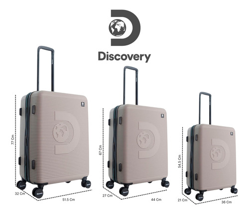 Set 3 Maletas Viaje Avion Discovery Eclipse Cerradura Tsa
