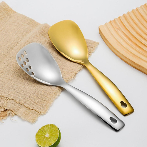 2 Set De Cucharas Para Servir En Acero Inoxidable Estilo A