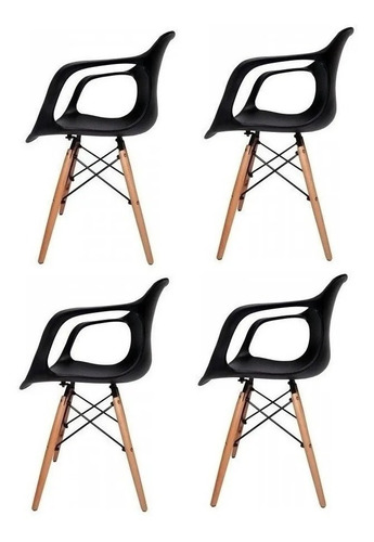 Sillon Eames Blanco Negro X 4 Unidades Polipropileno