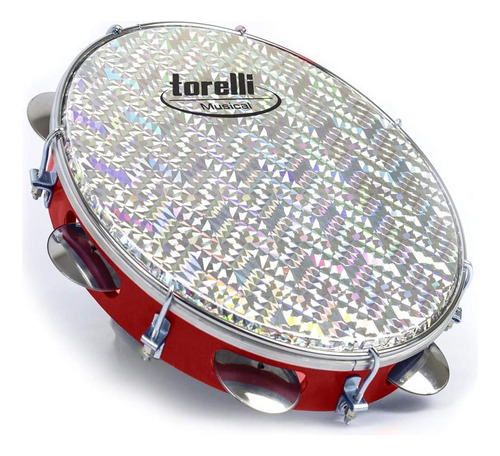 Pandeiro Torelli Tp308 Abs Vermelho Pele Holografica