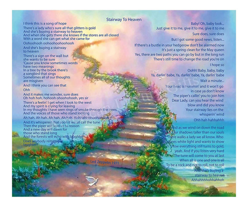 Led Zeppelin Song Lyrics Wall Art- Stairway To Heaven.