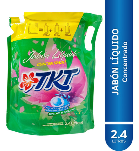 Jabón Líquido Ropa Doypack 2,4 L Concentrado Baja Espuma Tkt