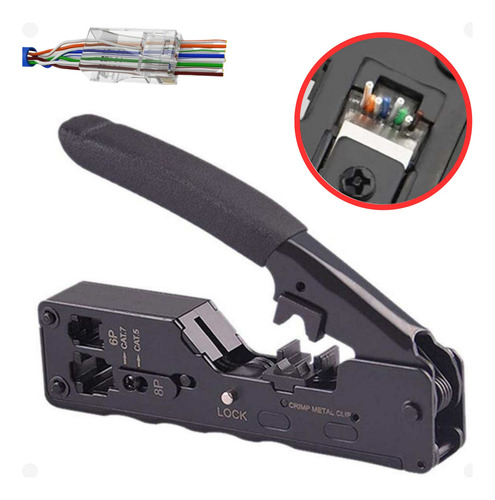 Kit Teste Cabo Rede + Alicate Crimpar Rj45 Ez + 100 Conector