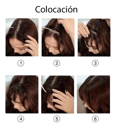 Flequillo Postizo Pelo Sintetico Natural Opaco Sutil Comodo Negro