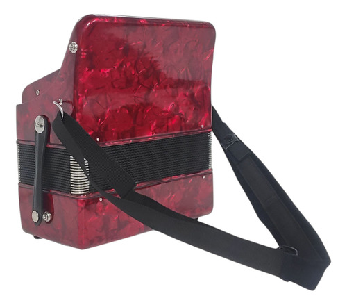 Acordeon Cromatico 22 Botones 8 Bajos Verdulera Funda Color Rojo