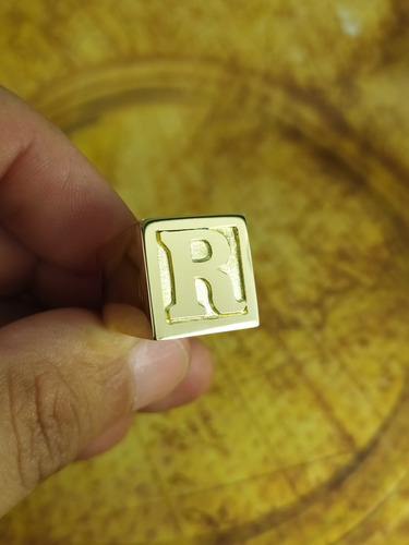 Promoção! Anel Masculino Com Letra 12gr Ouro 18k