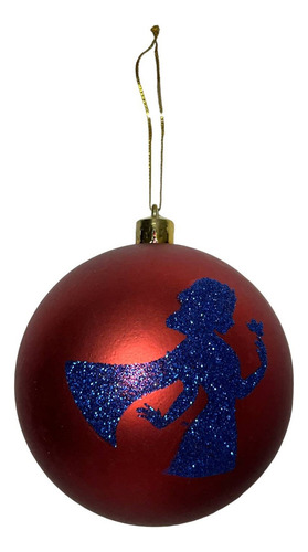 Conjunto 04 Bolas Bolinhas Princesa Branca De Neve - Enfeites Árvore De Natal - Princesas Disney - Azul E Vermelho - Cromus