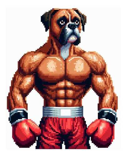 Vinilo 100x100cm Boxer Perro Box Mirada Pixel Juego Gym