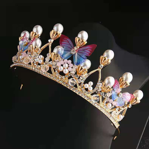 Corona Con Mariposas De Cristal Hecha A Mano Para Niñas