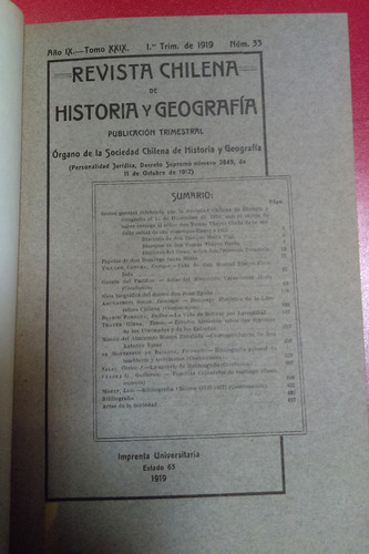 Revista Chilena De Historia Y Geografía N.º 33 