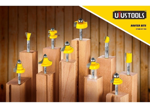 Imagen 2 de 6 de Juego Set 12 Fresas Madera 1/4 Tupi Router Fresadora