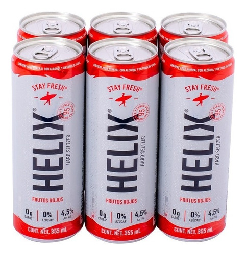 Bebida Preparada Helix Hard Seltzer Frutos Rojos 355ml 6pack