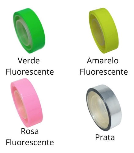 Imagem 4 de 7 de 50 Fita Adesiva 12x10 Durex Colorido Atacado Fit-pel