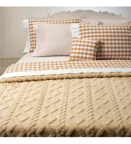 Manta Frazada Microfibra King Size Suplesa 220 X 260 Cm Ladrillo Rombos