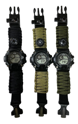 Reloj De Supervivencia 6 En 1  Paracord Brujula Pedernal