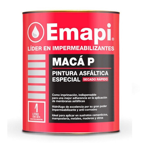 Pintura Asfáltica Especial 1l Secado Rápido Emapi Maca C