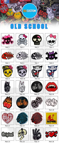 Parche Aplique Bordado Old School Dados Fuego Llamas