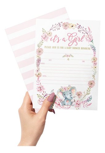 Your Main Event Prints Elephant Baby Shower Invitation Girl