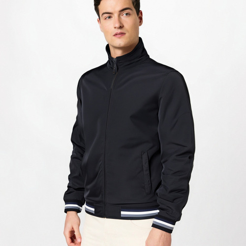 Chaqueta De Bomber Casual Para Hombre Con Cuello De Pie