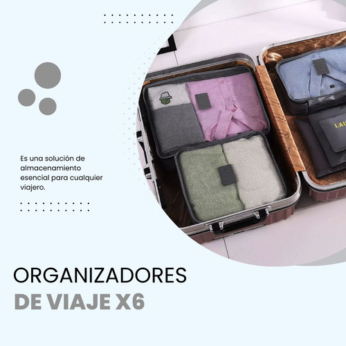 Set Organizador De Valija MTL X6 Unidades Color Negro Neceser Bolso Viaje Ropa Doblada Lavable Plegable Resistente Práctico Portátil
